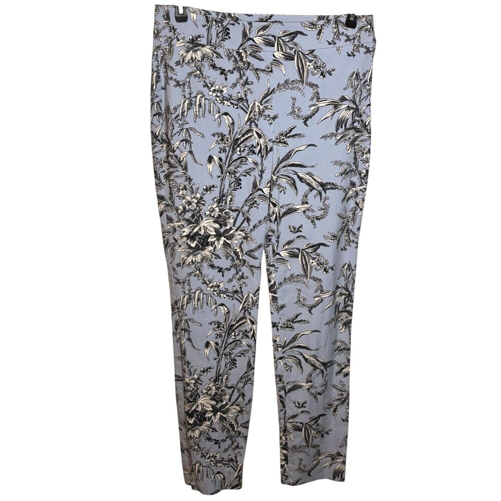 Talbots Chatham Ankle Pants Women’s 8 Blue Gray Floral Botanical Stretch